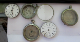 Vintage lot of Pocket Watch parts Case Crystal Waltham Ingersoll Movements - $32.36