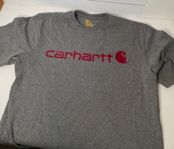 Carhartt Original Fit Gray Short Sleeve Logo T-Shirt Mens Medium - £19.74 GBP