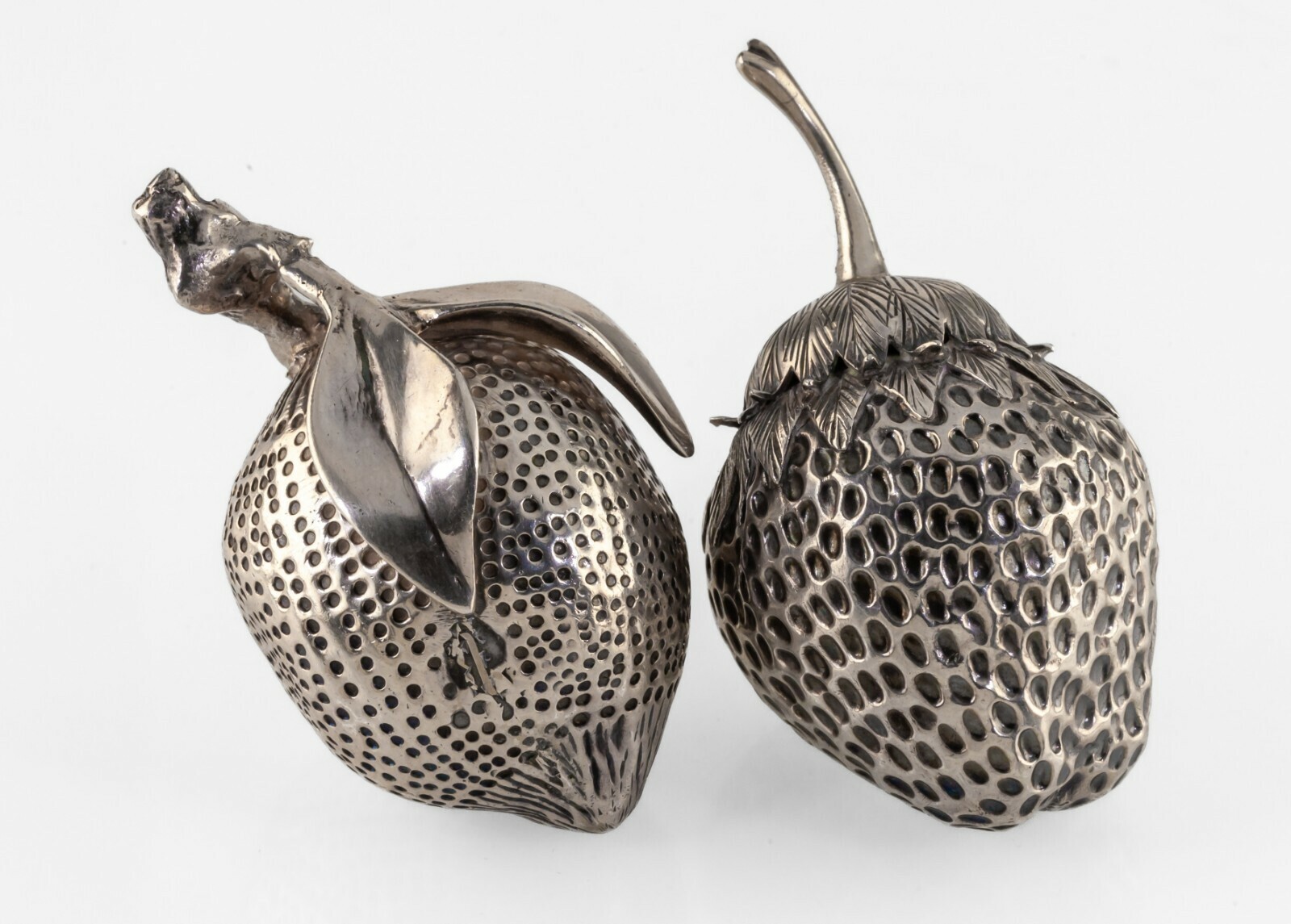 Lot of Two Silverplate Fruit Paperweights Lemon and Strawberry Item image 2