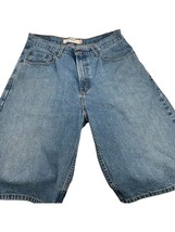 LEVIS 569 Men’s Denim Jean Shorts Size 32x12 Straight Blue Distressed Loose - £14.69 GBP