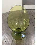 Morgantown Glass Slant Candle Holder Moss Green MCM Avocado Vintage - $40.60 CAD