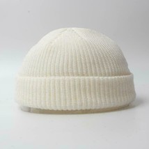 Ribbed Simple Double Layer Premium Beanie Women Men White Knit Hat Ski Head US - £11.06 GBP