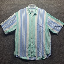 Dockers Striped Blue Men&#39;s Sz L Short Sleeve Button-Down Shirt - £9.31 GBP