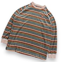 Vintage Rare Ecko Unltd Velour Striped Long Sleeve Shirt Men&#39;s Sz M Y2K Hip Hop - £58.42 GBP