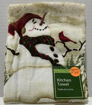 Holiday Time Snowman Pattern Christmas Kitchen Towel Home Decor 15&quot;X25&quot; - £9.74 GBP