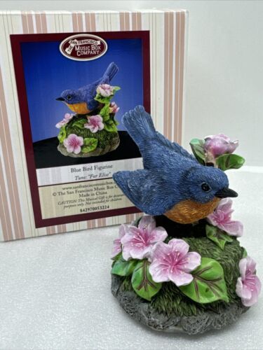 SAN FRANCISCO MUSIC BOX Company Blue Bird Figurine In Flowers “Fur Elise” 4” - $13.99