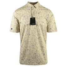 Greg Norman Men&#39;s Polo T-Shirt Yellow All-Over Leaf Print (S15) - £13.10 GBP