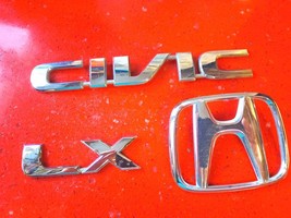 01-05 Honda Civic LX Emblem Nameplate Badge Rear Set Oem Genuine - $14.85