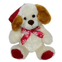 Hug &amp; Luv Christmas Puppy Dog Red Snowflake Bow Santa Hat Plush  2017 10&quot; - £21.02 GBP