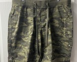 Terra &amp; Sky Pull On Cargo Shorts Womens 14W Green Camoflauge Front Ties ... - $14.00