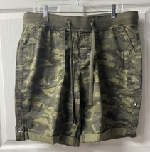 Terra &amp; Sky Pull On Cargo Shorts Womens 14W Green Camoflauge Front Ties ... - £11.19 GBP