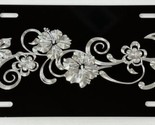 Carved Hibiscus Flower Diamond Etched License Plate Aluminum Metal Car T... - $22.95