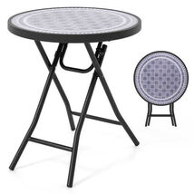 18 Inch Folding Side Table Patio Round Compact Coffee Table-Gray - Color... - $68.18