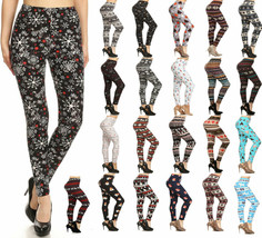 Womens High Waist Holiday Print Graphic Soft Leggings Reg and Plus Size - £10.85 GBP+