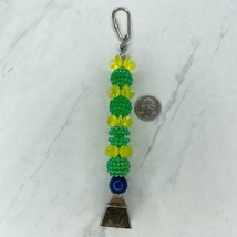 Chunky Green Beaded Cow Bell Keychain Keyring - $6.92