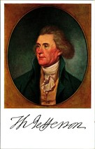 Portrait of Thomas Jefferson by Charles Willson Peale UNP Chrome Postcard E4 - £5.48 GBP