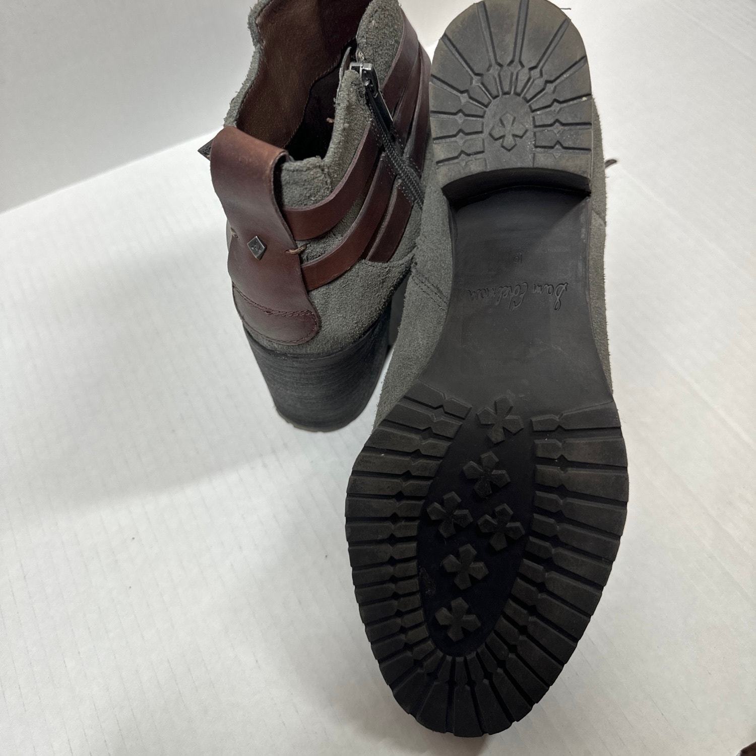 Sam Edelman Hannah Gray Leather Ankle Strap Buckle Shoes Booties Boots Size 10 Item image 5