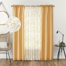Aufenlly 4 Pc. Curtain Set Living Room Curtains 108 Inches Long (2 Embroidery - £36.89 GBP