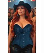 Western Style Suede Corset ~Top Drawer Blue Steel Boned Overbust Corset ... - $165.00