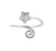 14K White Gold Plated 1.20Ct Simulated Diamond Flower Adjustable Toe Foot Ring - £51.64 GBP