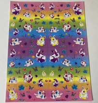 Vintage Lisa Frank Bunny Fun Rabbits Butterflies Flowers Sticker Sheet S724 - £51.94 GBP