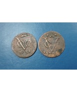 2 Pcs Dutch Colonial Voc Duit 1731 & 1733 Different Type New York Penny Coin_c50 - $14.00