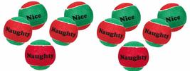 MPP Dog Toy Naughty Nice Holiday Themed Tennis Balls Red Green 2.5&quot; Choo... - £7.43 GBP+