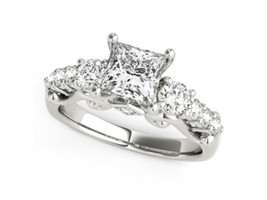 3 stone princess cut 1 carat diamond engagement ring antique design diamond ring - £9,227.76 GBP