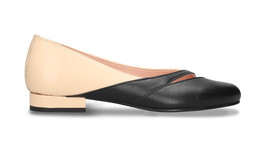 Dames vegan ballerina platte sandaal tweekleurig zwart beige met geslote... - $101.67