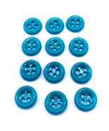 Teal Blue Green Buttons TINY Mini Set Lot 12 Dozen Sewing Crafts Vintage... - $13.09