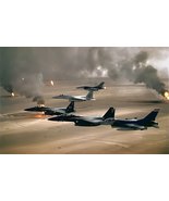 Air Force Fighter Jets Kuwait Burning Oil Fields Desert Storm Photo Post... - $26.99+