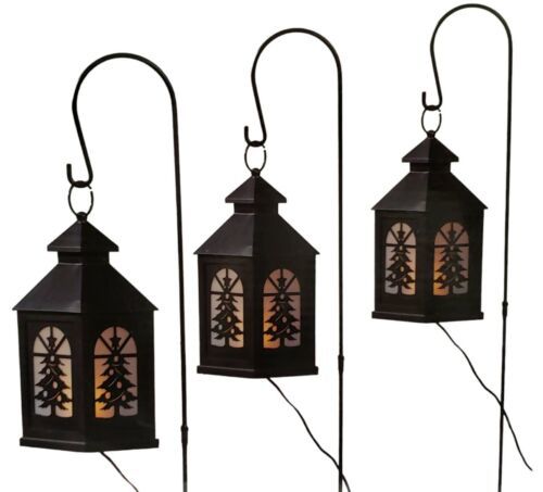 New 3 GE Staybright Flickering Pathway Lanterns with Shepards Hooks Fast Ship - $49.49
