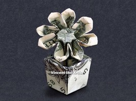 FLOWER in a POT Dollar Origami - Great Gift Idea - Plant Made of Money - $29.95