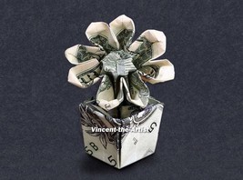 FLOWER in a POT Dollar Origami - Great Gift Idea - Plant Made of Money - £23.73 GBP