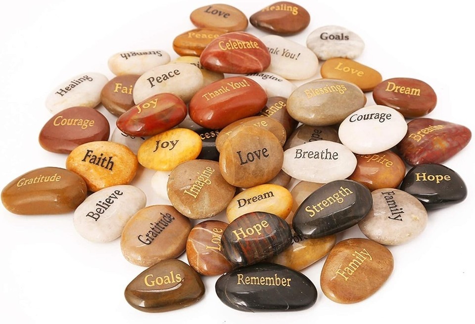Durable Engraved Healing Stones - 50PCS Motivational Rocks for Gratitude & Faith Item image 3