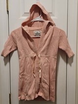 GAP Girl&#39;s Pink Short Sleeve Eyelet Hooded Cardigan Size XXL (14-16) - £23.98 GBP