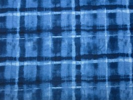 Waverly Arno Indigo Blue Water Colored Plaid Linen Multiuse Fabric By Yard 54&quot;W - £14.85 GBP