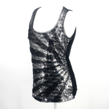 White House Black Market Sequin Toile Mesh Bling Top Tank Silver New Years - £15.44 GBP