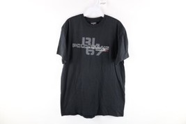 NOS Vtg 90s Ralph Lauren Mens Medium Felt Spell Out Chain Stitch T-Shirt Black - £54.49 GBP