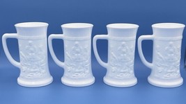 Set of Four Vintage White Milk Glass Steins by Federal Glass. *Pre-Owned* - £18.29 GBP