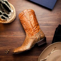 KANSAS Genuine Snake Skin Cowboy Boot from the Western Collection Cognac image 5