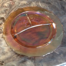 Vintage Orange Floral Carnival Glass Divided Dinner Plate - £7.83 GBP