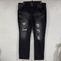 Switch Slim Tapered Jeans Size 40x34 Mens Mid Rise Black Distressed - $41.09