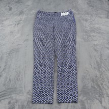 H&amp;M Pants Womens 4 Blue Geometric Straight Leg Side Zip Casual Bottoms Leggings - £18.13 GBP