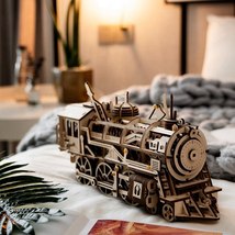 Robotime DIY Clockwork Gear Drive Locomotive 3D Wooden Model Building Kits Toy - £78.44 GBP