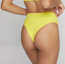 Two Piece Mafia Yellow Ribbed High Waisted Ivanna Bikini Bottom (S) $75 Nwt - £27.73 GBP