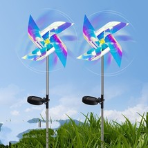 LED Solar Laser Magic Color Windmill Ground Plug Lamp Household - £14.55 GBP+