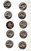 JEFFERSON NICKELS coin Lot of 10 assorted Nickels (1969D - 1977P) - £6.98 GBP