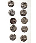 JEFFERSON NICKELS coin Lot of 10 assorted Nickels (1969D - 1977P) - $12.30 CAD