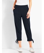 Talbots Woven Ankle Tie Crop Capri Pull On Navy Pants Pockets, Size M - €15,11 EUR